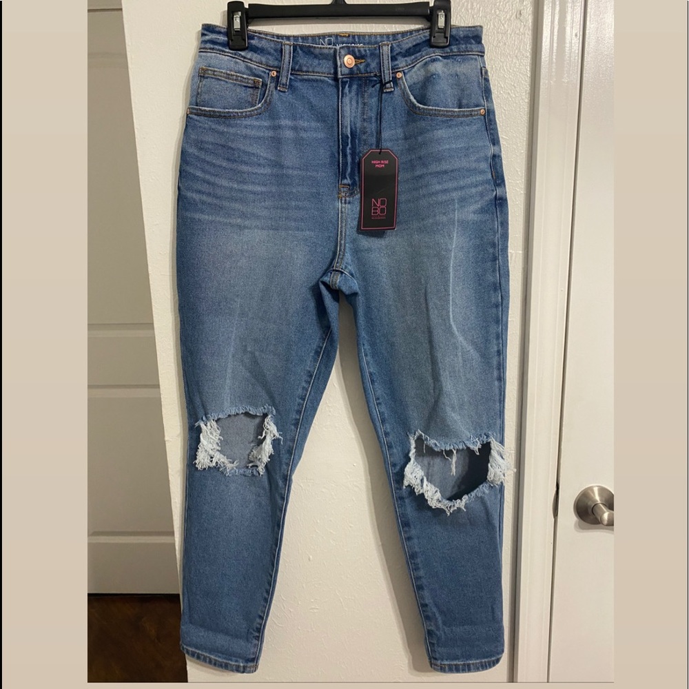 Ripped blue jeans